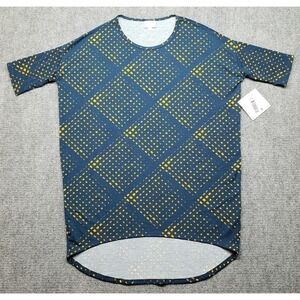 LulaRoe Irma Top Tunic Womens 2XS Multicolor Geometric Round Neck Short Sleeve